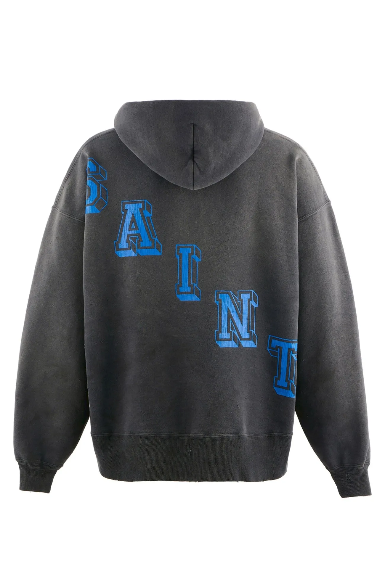 SAINT Mxxxxxx HOODIE/ANGEL/BLK 25 years new angel rebirth washed hoodie, washed black S-XL 25 years new version, revised many times, the version is more pure! Heavy washing water spray fading process, stronger distressing effect, handmade wormhole destruction treatment, genuine level distressed crack printing
